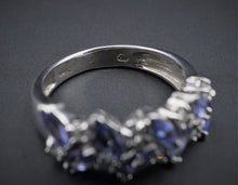 14k White Gold 2 ctw Tanzanite Diamond Spray Stacker Band Ring Size 7.75 RG2449