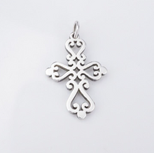 James Avery Spanish Mission Scrolled Heart Cross Pendant Sterling Silver CHS1973