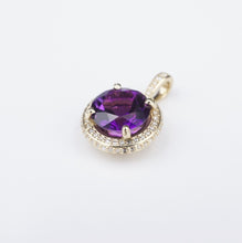 14k Amethyst Diamond Halo Pendant Yellow Gold 2.75ctw 3/4" New PG1578