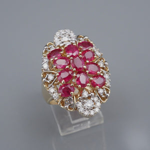 14k Ruby Diamond Cocktail Ring Yellow Gold 5 ctw Size 7.5 RG4382