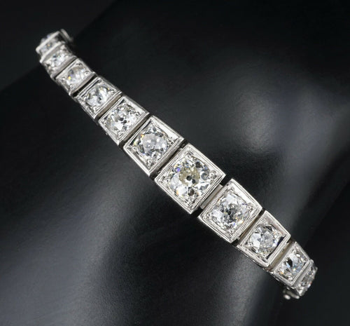 Antique Platinum 7 ctw Graduated Diamond Tennis Bracelet 7