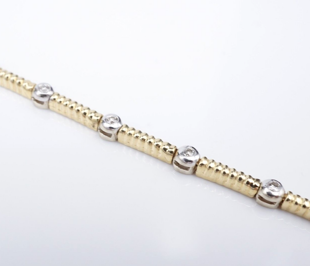 14k White Yellow Gold Natural Diamond Station Bracelet 7