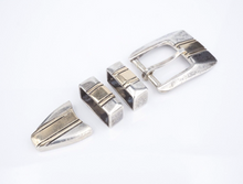 Sterling Silver 14k Gold 4pc Ranger Buckle Belt Signed Chacon Vintage M1907