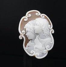 Vintage 18k Yellow Gold Hand Carved Shell Cameo Pendant Brooch 2" Signed OG384