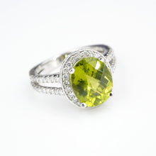 14k Peridot Diamond Cocktail Ring Hidden Halo White Gold Oval Size 7.25 RG3889