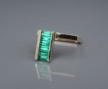 Trisko Emerald Ring 14k Yellow Gold Sculpture Modernist Size 6.5 Chatham RG4376