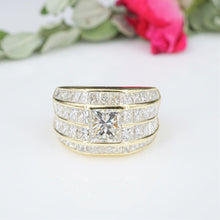 Diamond Wide Band Ring Princess 18k Yellow Gold 6 carats Size 7 CO1104