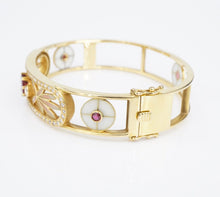 Masriera Ruby Diamond Bracelet Plique a Jour Red Floral Carpet 18k Gold 7 BG909