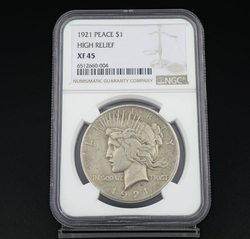 1921 Peace $1 Dollar Silver Dollar Coin High Relief NGC XF45 CN422