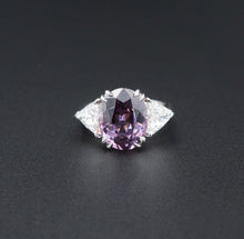 18k Gold Natural Spinel Diamond Ring 3-Stone 7cttw Size 6.5 GIA Violet CO1056