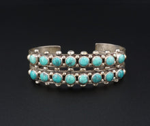 Navajo Turquoise Cuff Bracelet Sterling Silver Dennison John 7" BS2954