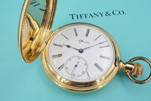 1920s Solid 18k Yellow Gold Tiffany & Co Pocket Watch New York Winds & Runs W817