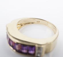 14K Yellow Gold Ring Amethyst Diamond Band Size 6 February Birthstone RG4030