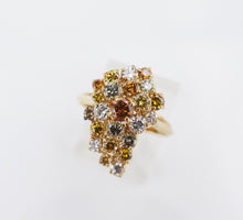 18k Gold Yellow Orange & White Diamond Cluster Ring Size 4.75 1.25 ctw RG4078