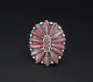 Zuni Needle Point Ring Sterling Silver Spiny Oyster Size 9.25 RS3334