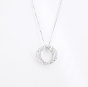 Bony Levy 18k Diamond Pendant Necklace White Gold Open Circle 16-18" NG1593