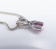 14k White Gold 2/3cttw Diamond Pink Sapphire Drop Pendant Necklace 18" NG1249