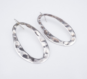 Ippolita Hammered Hoop Earrings Sterling Silver Dangle 2.2" Pouch ES2579