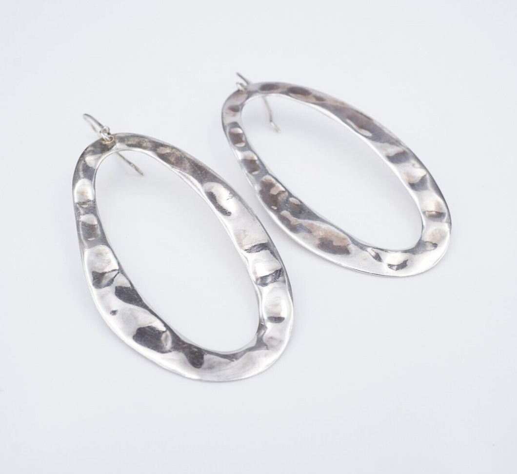 Ippolita Hammered Hoop Earrings Sterling Silver Dangle 2.2