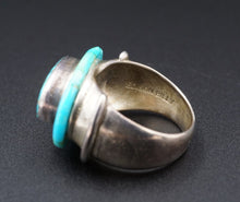 Navajo Edison Billy Sterling Silver Turquoise Mosaic Inlay Ring Size 7 RS3429