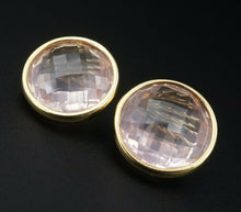 Robert Bruce Bielka 18k Gold Checkerboard Rose Quartz Clip On Earrings EG1978