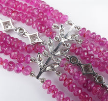 Cathy Waterman Platinum 7-Strand Floral Diamond Ruby Bead Bracelet 6.25" BG699