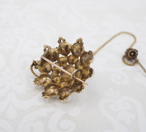 Antique 18k Yellow Gold Natural Pearl Cluster Sunburst Pendant Pin Brooch OG475