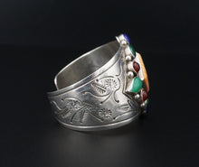 Navajo Sterling Silver Cuff Bracelet Multi-Gem Larose Ganadonegro 6.25" BS2966