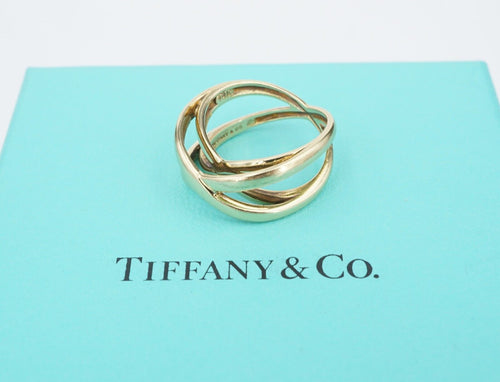 Tiffany Crossover Infinity Ring 18k Gold Size 6 9.5mm RG3695