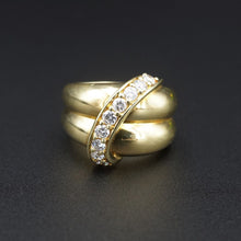 Jose Hess Diamond Crossover Band Ring 18k Gold 1/2 carat Size 7 RG3362