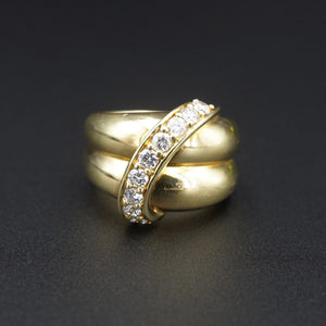 Jose Hess Diamond Crossover Band Ring 18k Gold 1/2 carat Size 7 RG3362