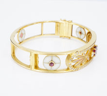 Masriera Ruby Diamond Bracelet Plique a Jour Red Floral Carpet 18k Gold 7 BG909