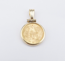 Vintage 1945 2 Pesos Gold Coin 14k Charm Pendant Yellow Gold 0.9" Mexico PG1905