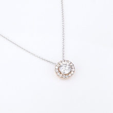 Diamond Halo Necklace 14k White & Rose Gold Halo Pendant HDS 18" 2/3ct NG1609