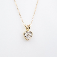 14k Yellow Gold Diamond Heart Pendant Necklace 15" Child Baby NG1534