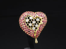 Henryk Kaston for Salvador Dalí Ruby and Diamond Honeycomb Heart Brooch PG1717