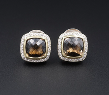 David Yurman Diamond Earrings Albion Smoky Quartz Sterling Silver 18K ES2540