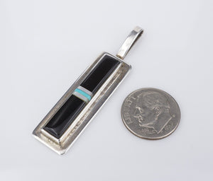 Navajo Herbert & Veronica Thompson Sterling Silver Inlay Pendant 1.75" PS2168