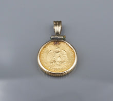 1945 Dos 2 Pesos Gold Coin 14k Charm Pendant Yellow Gold 0.9" Mexico PG1906
