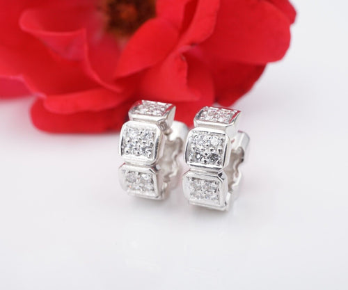 Penny Preville 18k Diamond Huggie Hoop Earrings Wide White Gold 0.5