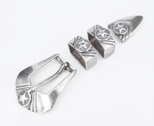RDM Sterling Silver 4pc Ranger Star Buckle Belt Randall Moore Santa Fe Vtg M1841