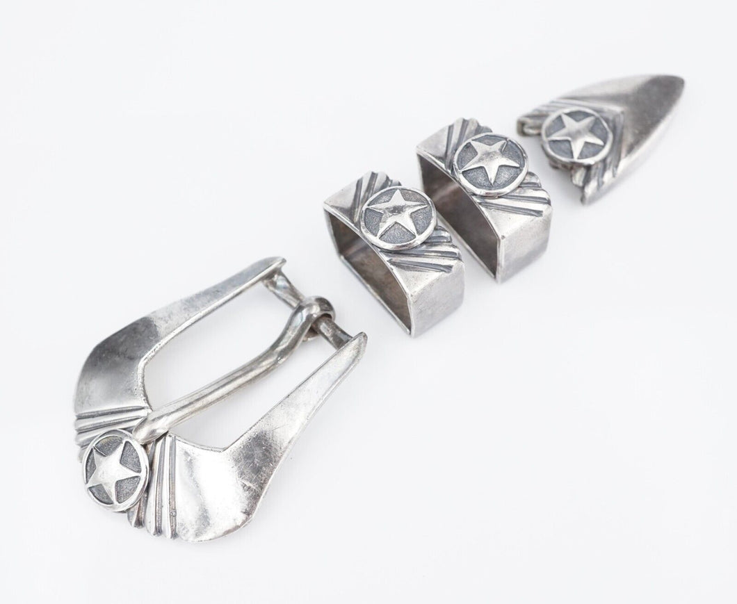 RDM Sterling Silver 4pc Ranger Star Buckle Belt Randall Moore Santa Fe Vtg M1841