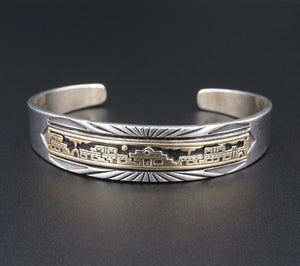 MM Rogers Navajo Cuff Sterling Silver 14k Bracelet Julius Yazzie Pueblo BS2804