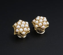 Antique 18k Natural Pearl Earrings Yellow Gold Clip 0.6" Original Box EG2350