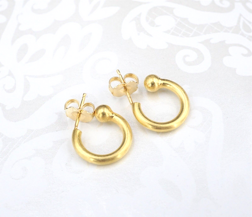 18k Hoop Huggie Earrings for Ear Charms Yellow Gold 1/2