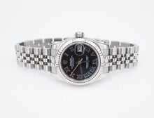 Ladies Rolex Datejust 18k SS Black Roman 26mm 6.5" 179174 2011 W970