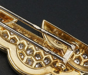 Vintage OJ Perrin 18k Yellow Gold Diamond Enamel Cloud Brooch France 1.5" OG432