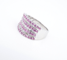 14K 2ct Pink Sapphire Diamond Wide Band Saddle Ring White Gold Size 8 RG3897