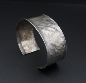Rustic Vintage Navajo Sterling Silver Hammered Wide Cuff Bracelet 7" 40g BS2610