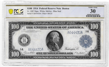 1914 Federal Reserve Bank of Boston $100 Large Note PCGS 30 VF Blue Seal CN758